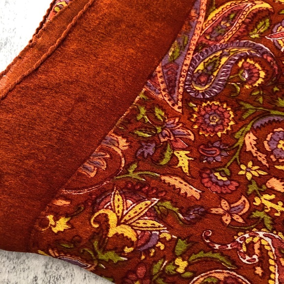Handloom Pure Silk Scarf India Vibrant Rich Burnt Orange Terracotta  43”x43” - Picture 10 of 16